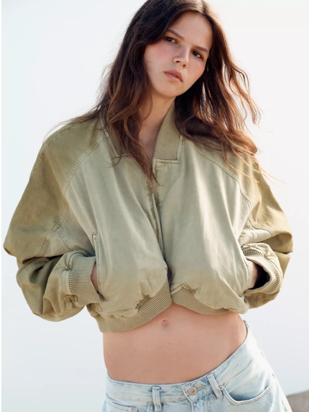 Zara WASHED EFFECT BOMBER JACKET